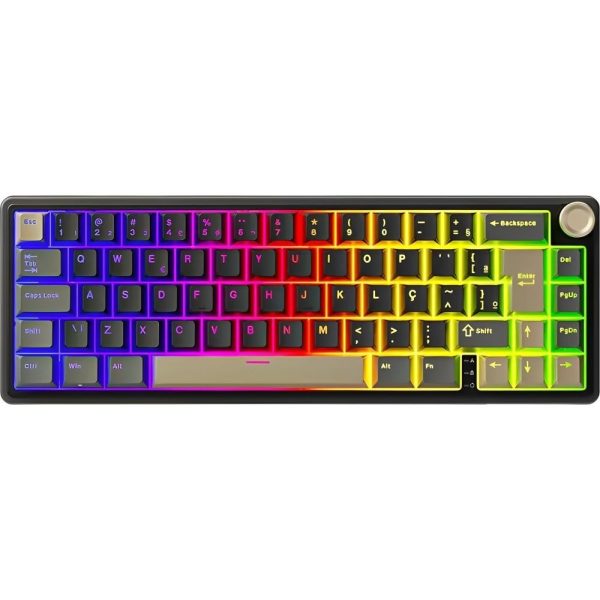 TECLADO ROYAL MECANICO R65 RGB S/F GREEN SAND SWITCH BROWN