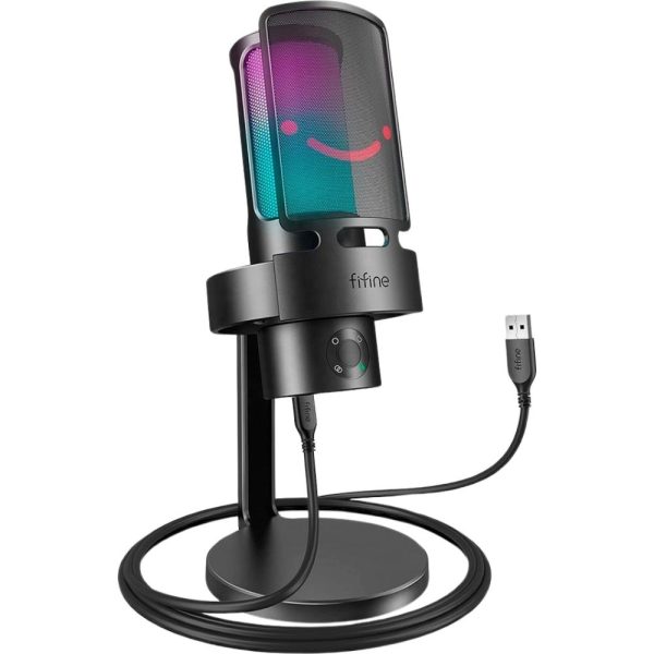 Micrófono Gamer Fifine Ampligame A8 Plus RGB USB - Negro