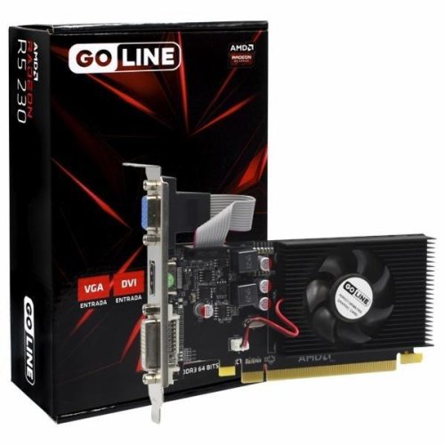 Placa de Video Goline 2GB AMD Radeon R5 230 GDDR3 GL-R5-230-2GB-D3 64Bits 625Mhz HDMI, DVI, VGA(D-Sub)