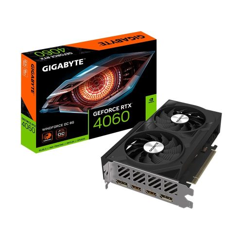 Placa de Video Gigabyte GeForce RTX 4060 Windforce OC 8 GB GDDR6 (GV-N4060WF2OC-8GD)
