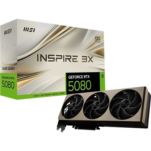 Placa de Vídeo MSI RTX5080 Inspire 3X OC PLUS, 16GB 2640Mhz, 256BIT GDDR7